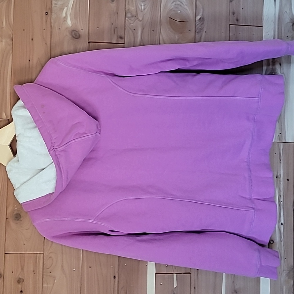 L.L.Bean Zip-Up Fleece-Lined Hoodie, Size M, Purple, Pockets - Picture 5 of 7